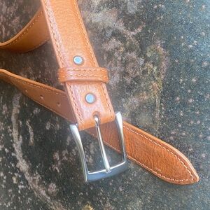Bullhide Belt Tan Italian Calf FullGrain Leather Belt Silver Buckle. MADE US. 48